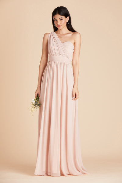 Grace convertible bridesmaid dress in pale blush pink chiffon by Birdy Grey, front view