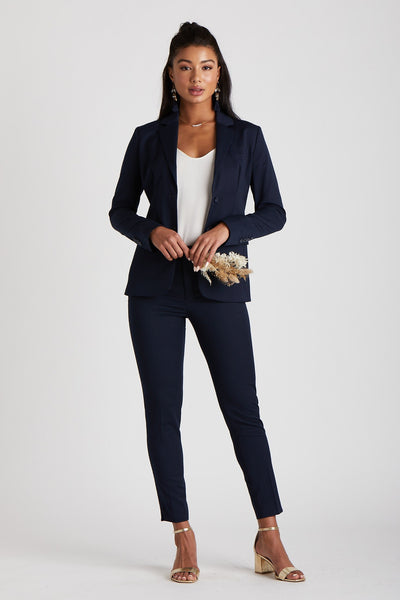 Women's Navy Blue Suit by SuitShop, front view