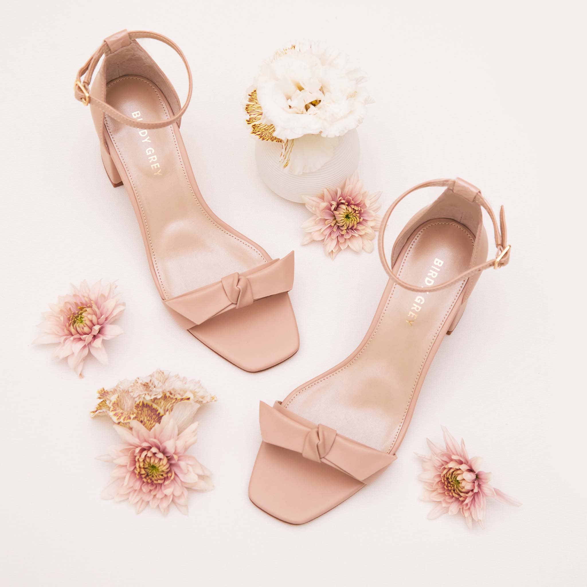 Elle Chunky Heel in Nude Blush by Birdy Grey, top view