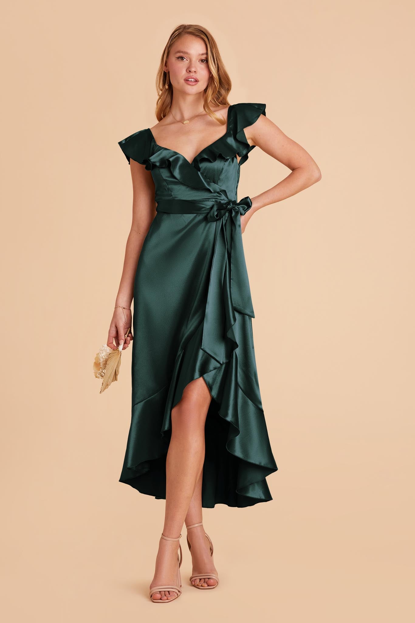 Emerald James Satin Midi Dress by Birdy Grey