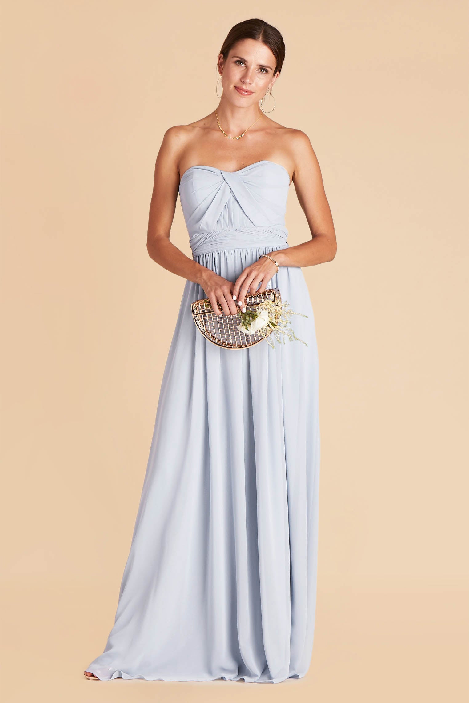 Grace convertible bridesmaid dress in ice blue chiffon by Birdy Grey