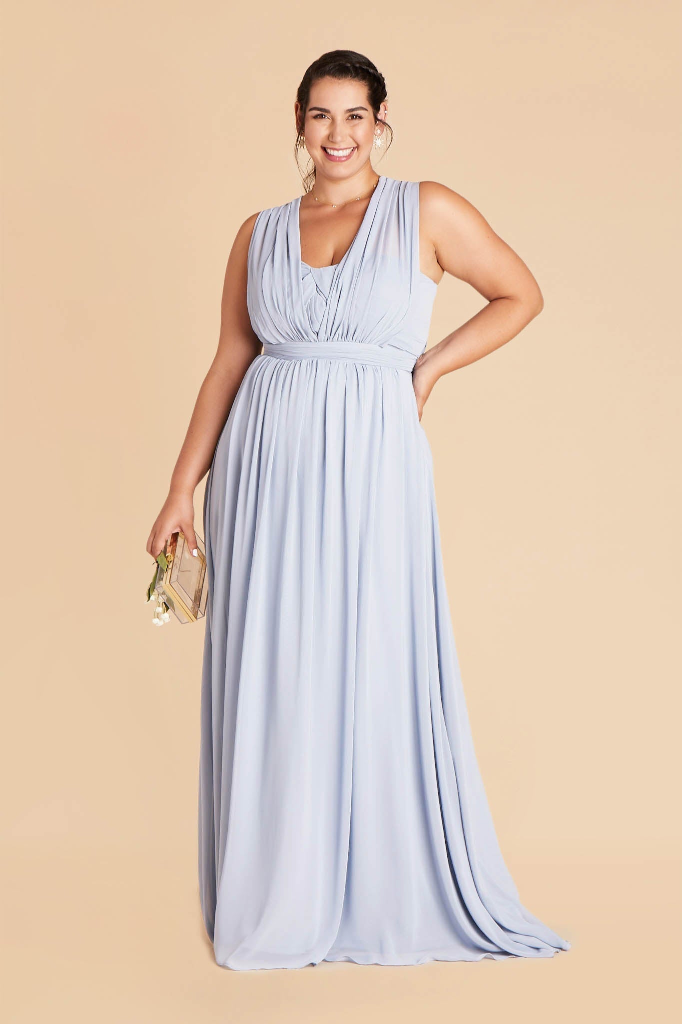 Grace convertible plus size bridesmaid dress in ice blue chiffon by Birdy Grey