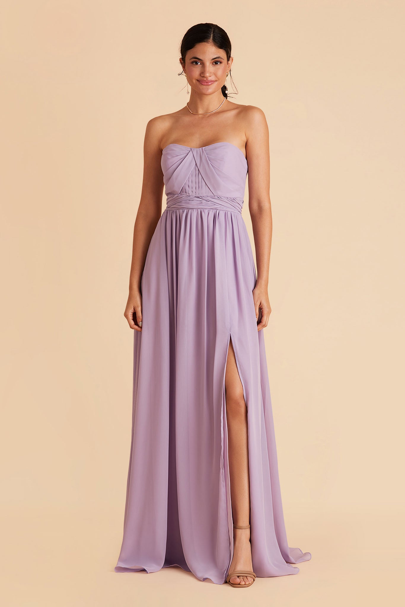 Grace convertible bridesmaid dress in Lavender Chiffon by Birdy Grey, front view