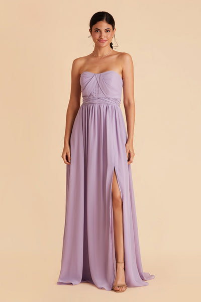 Grace convertible bridesmaid dress in Lavender Chiffon by Birdy Grey, front view