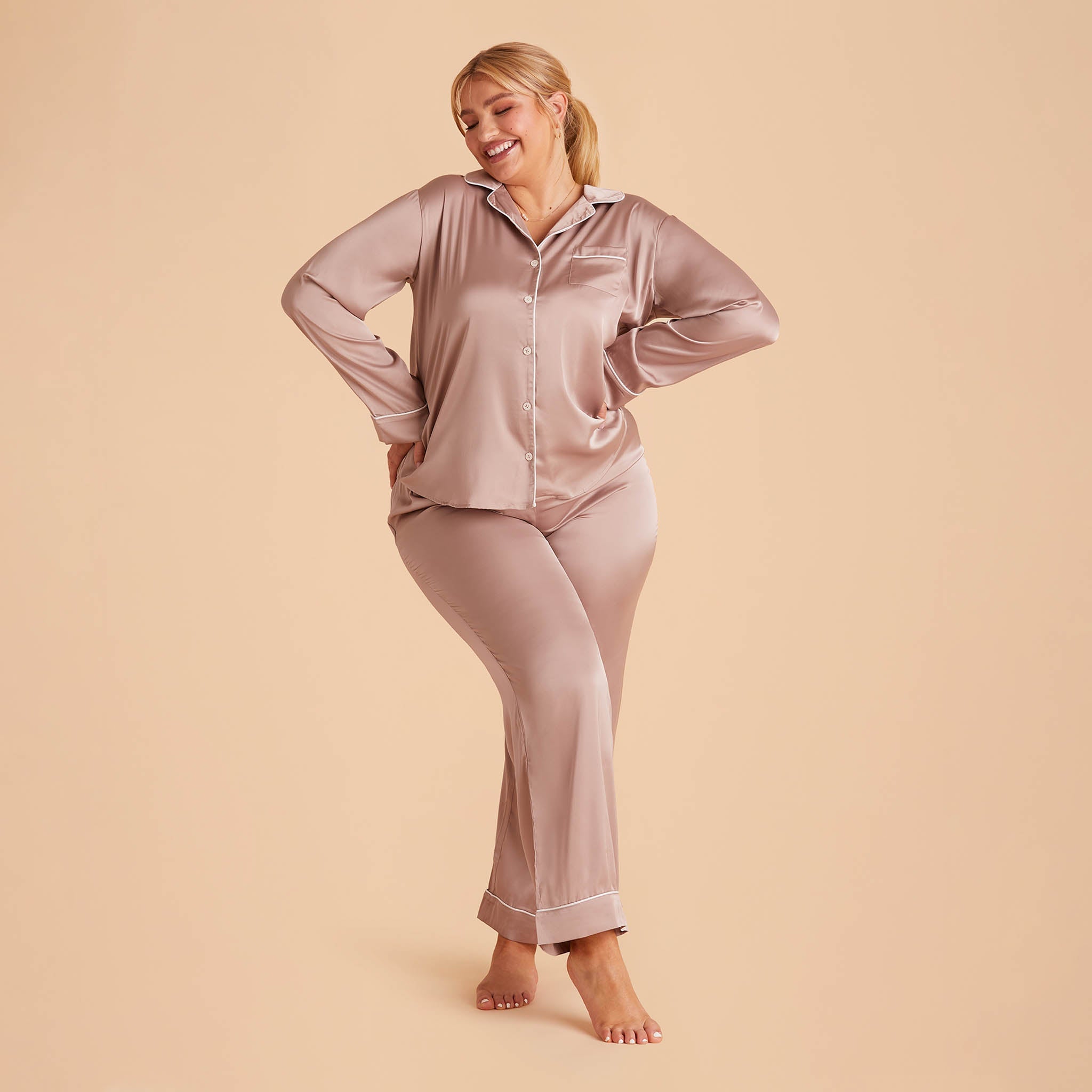 Pyjama Satin Femme - Lingerie Mauve