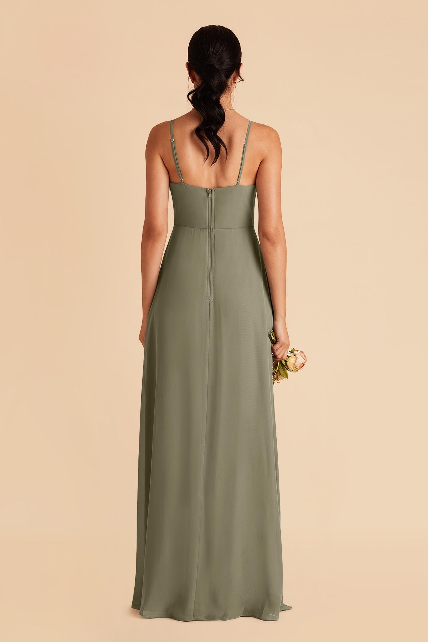 Moss Green Amy Chiffon Dress by Birdy Grey
