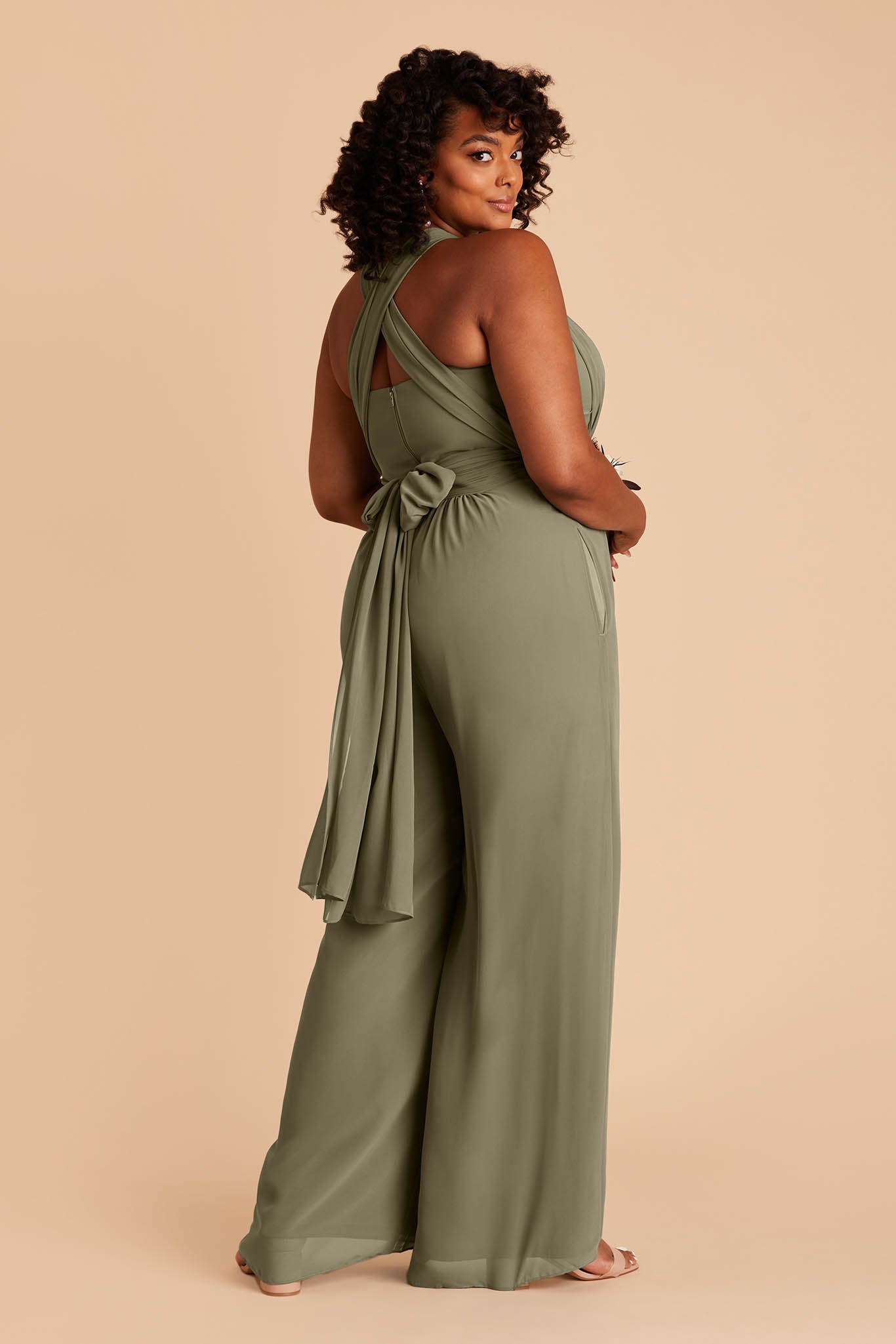 Green Formal Sleeveless Jumpsuit, Women Overall for Wedding, Bridal Jumpsuit