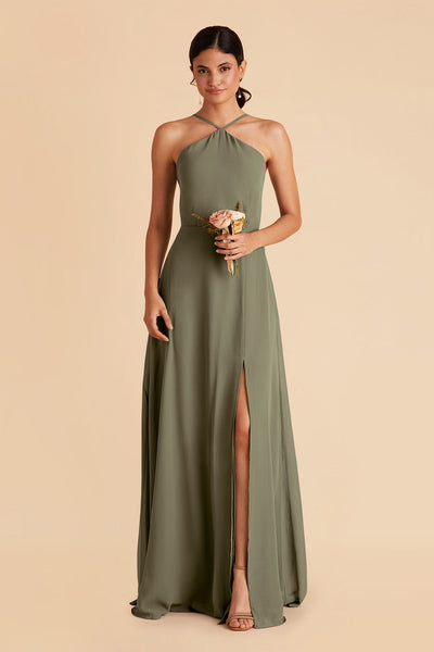Moss Green Juliet Chiffon Dress by Birdy Grey