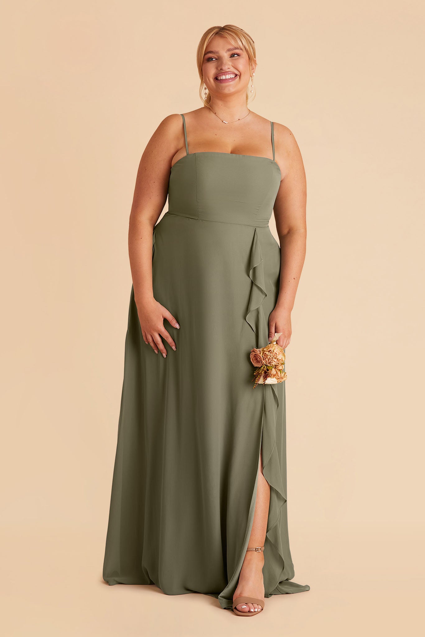 Moss Green Winnie Convertible Chiffon Dress by Birdy Grey