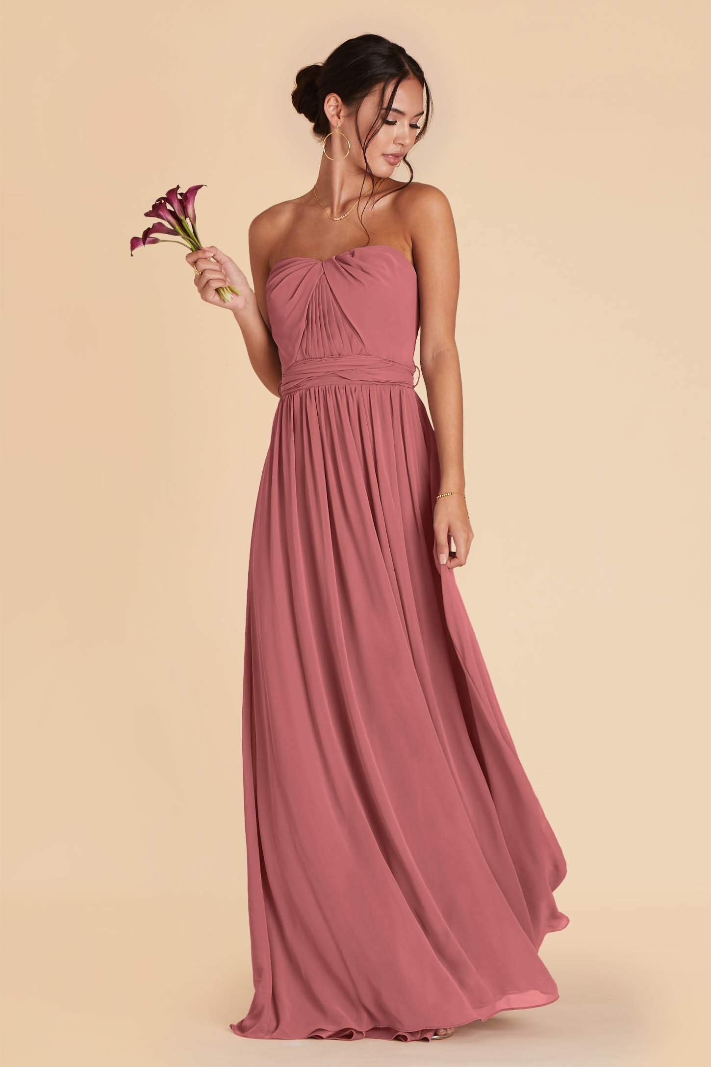 Grace convertible bridesmaid dress in Mulberry Chiffon by Birdy Grey, front view