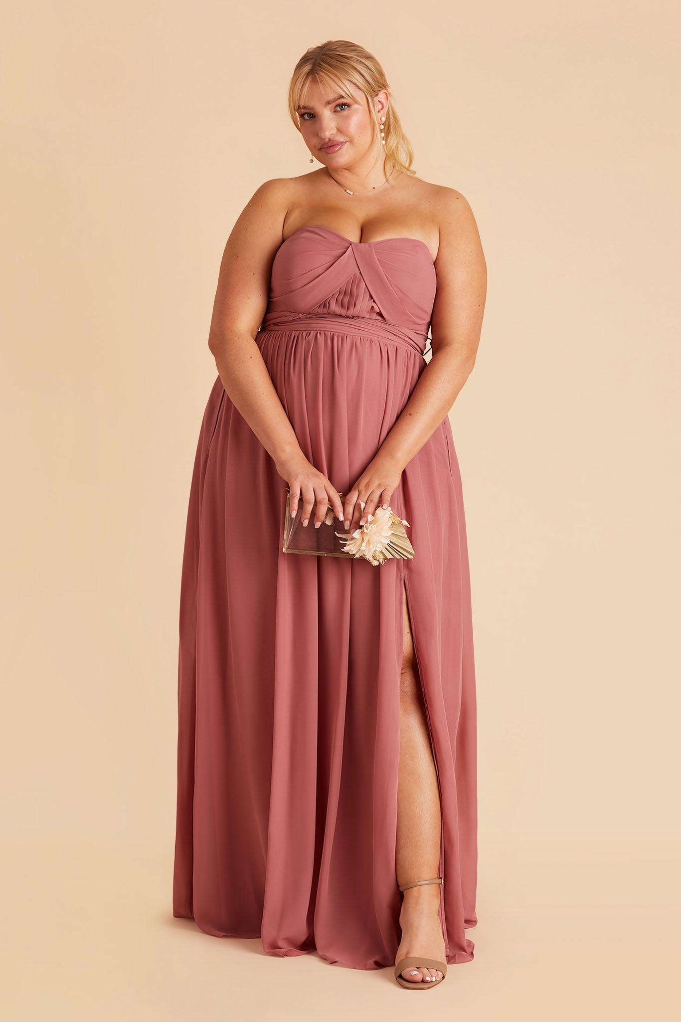 Grace plus size convertible bridesmaid dress in Mulberry Chiffon by Birdy Grey, front view