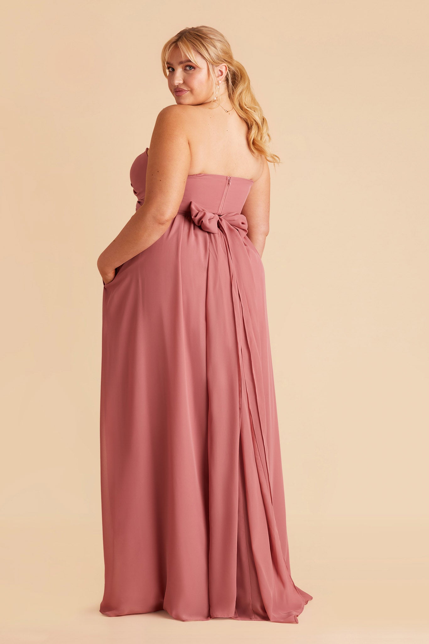 Grace plus size convertible bridesmaid dress in Mulberry Chiffon by Birdy Grey, back view