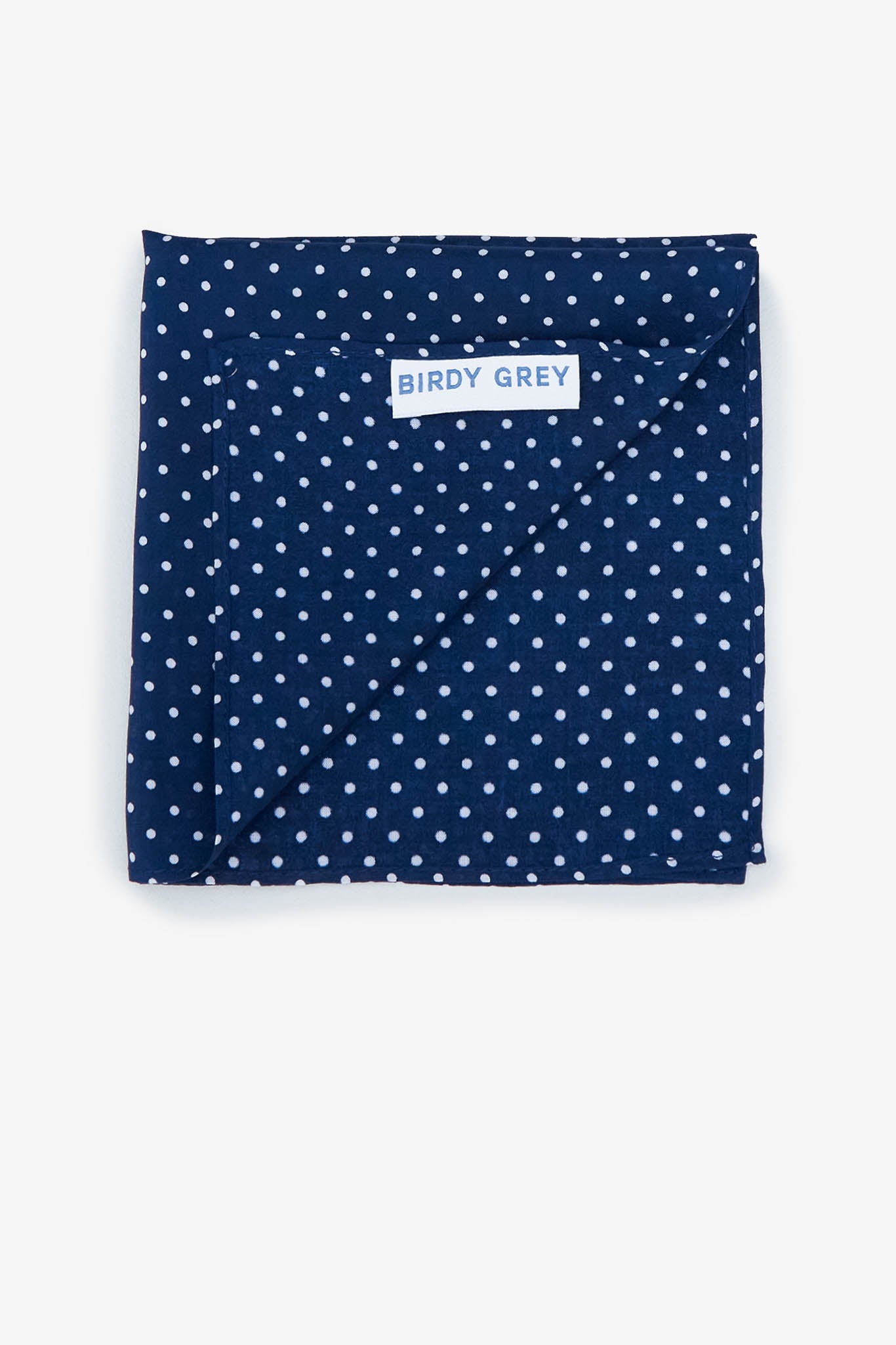 Didi Pocket Square in navy dot by Birdy Grey, back view