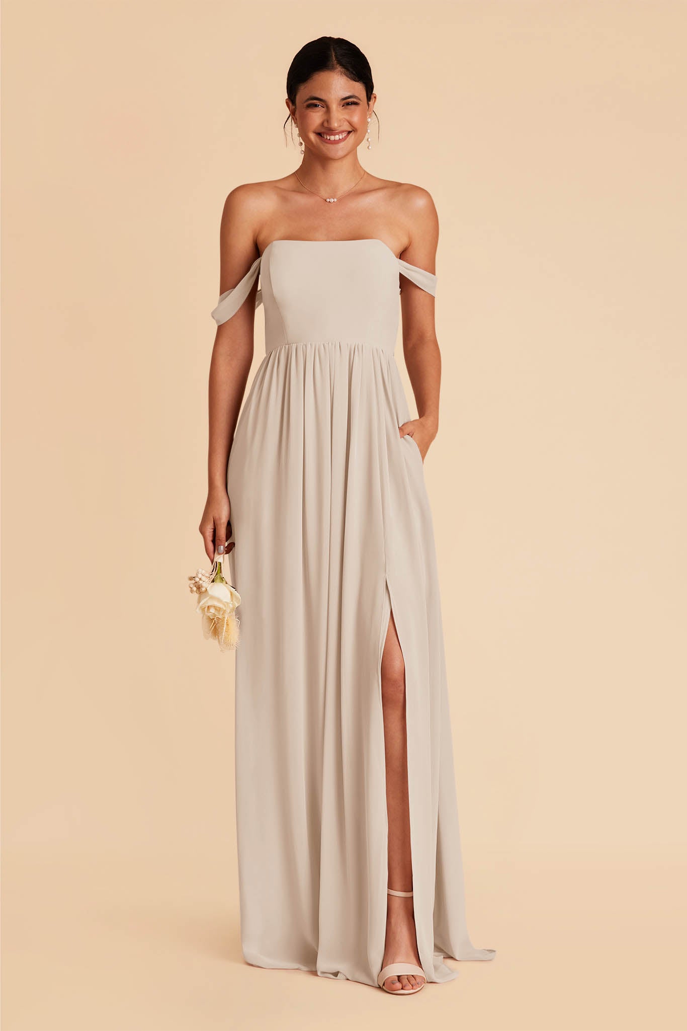 Neutral Champagne August Convertible Dress by Birdy Grey