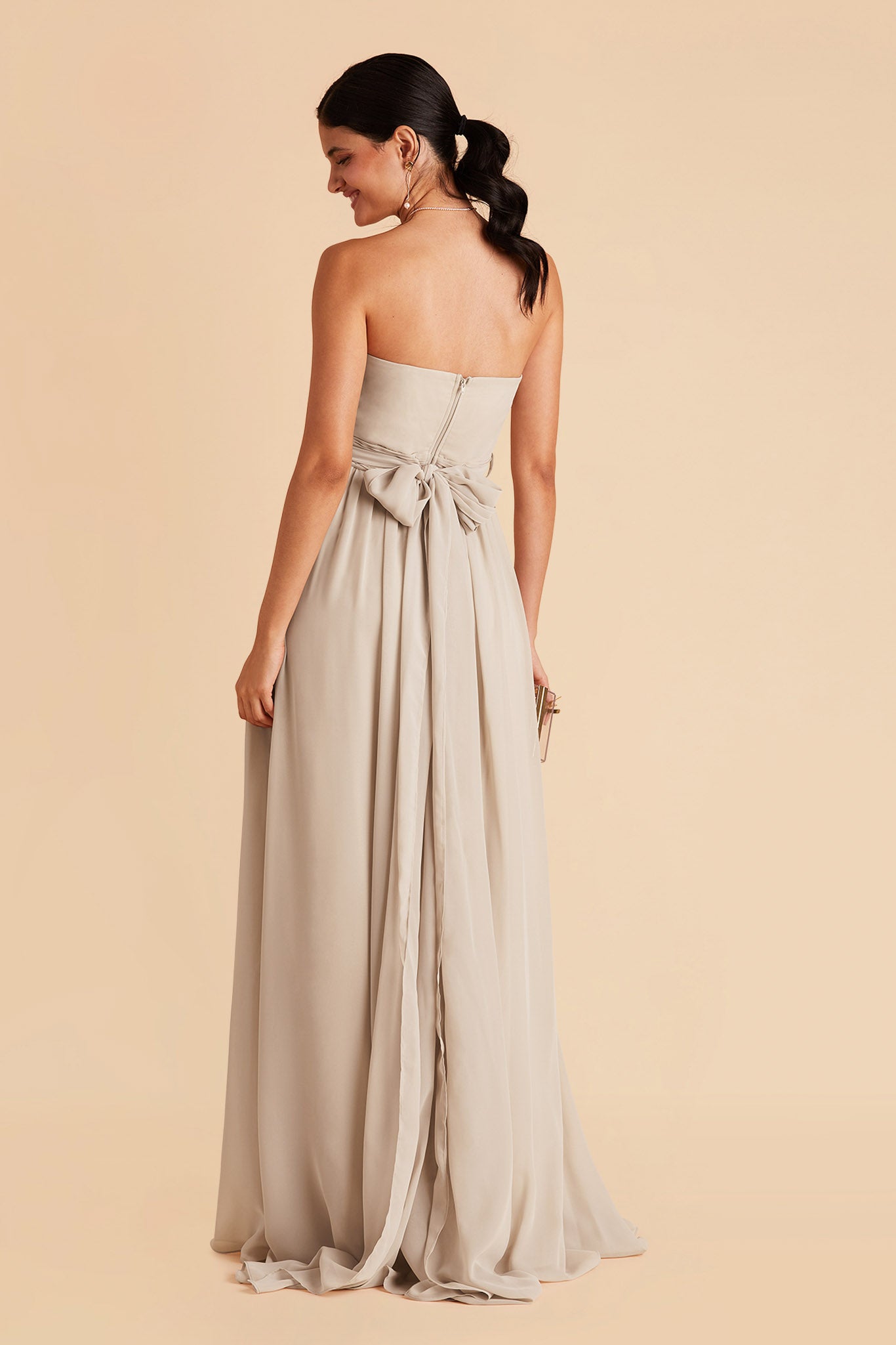 Grace convertible bridesmaid dress in Neutral Champagne Chiffon by Birdy Grey, back view