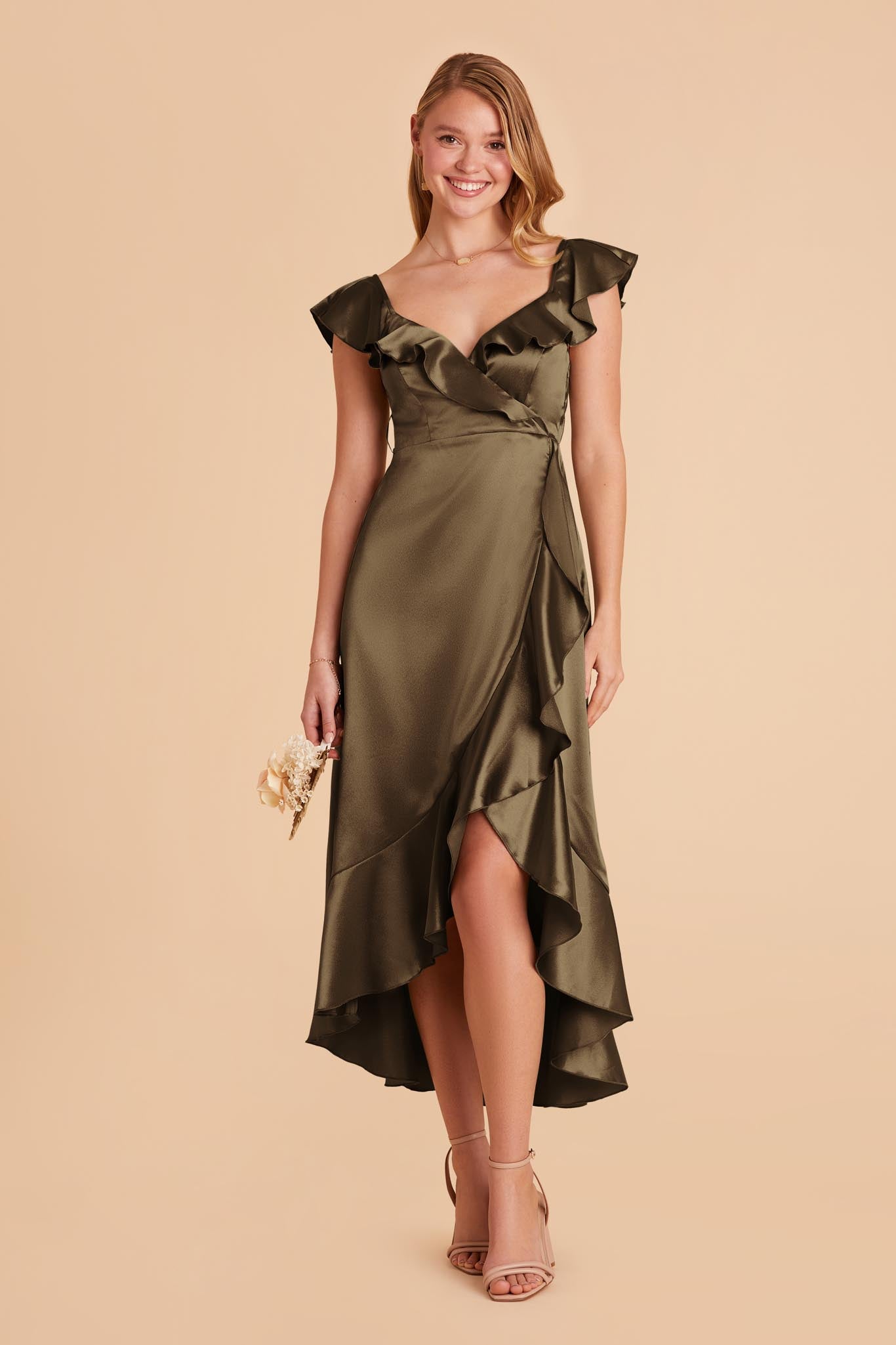Olive James Satin Midi Dress by Birdy Grey