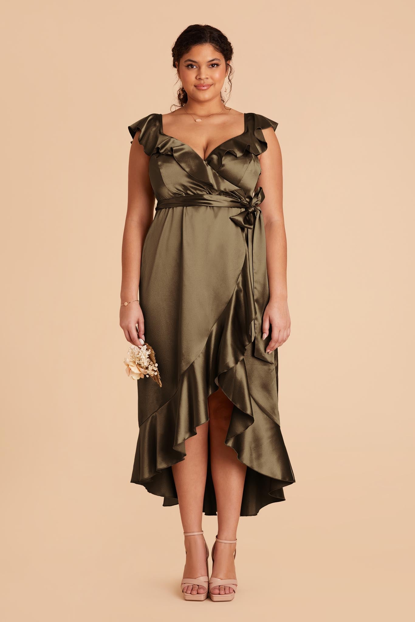 Olive James Satin Midi Dress by Birdy Grey