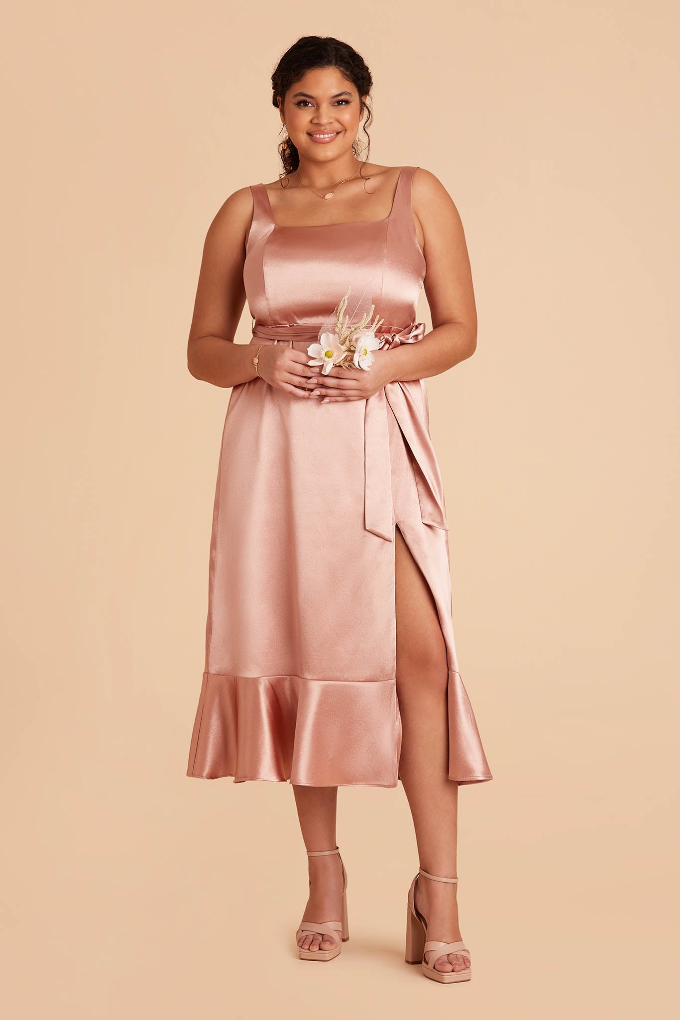 Rose Gold Eugenia Convertible Midi Dress by Birdy Grey