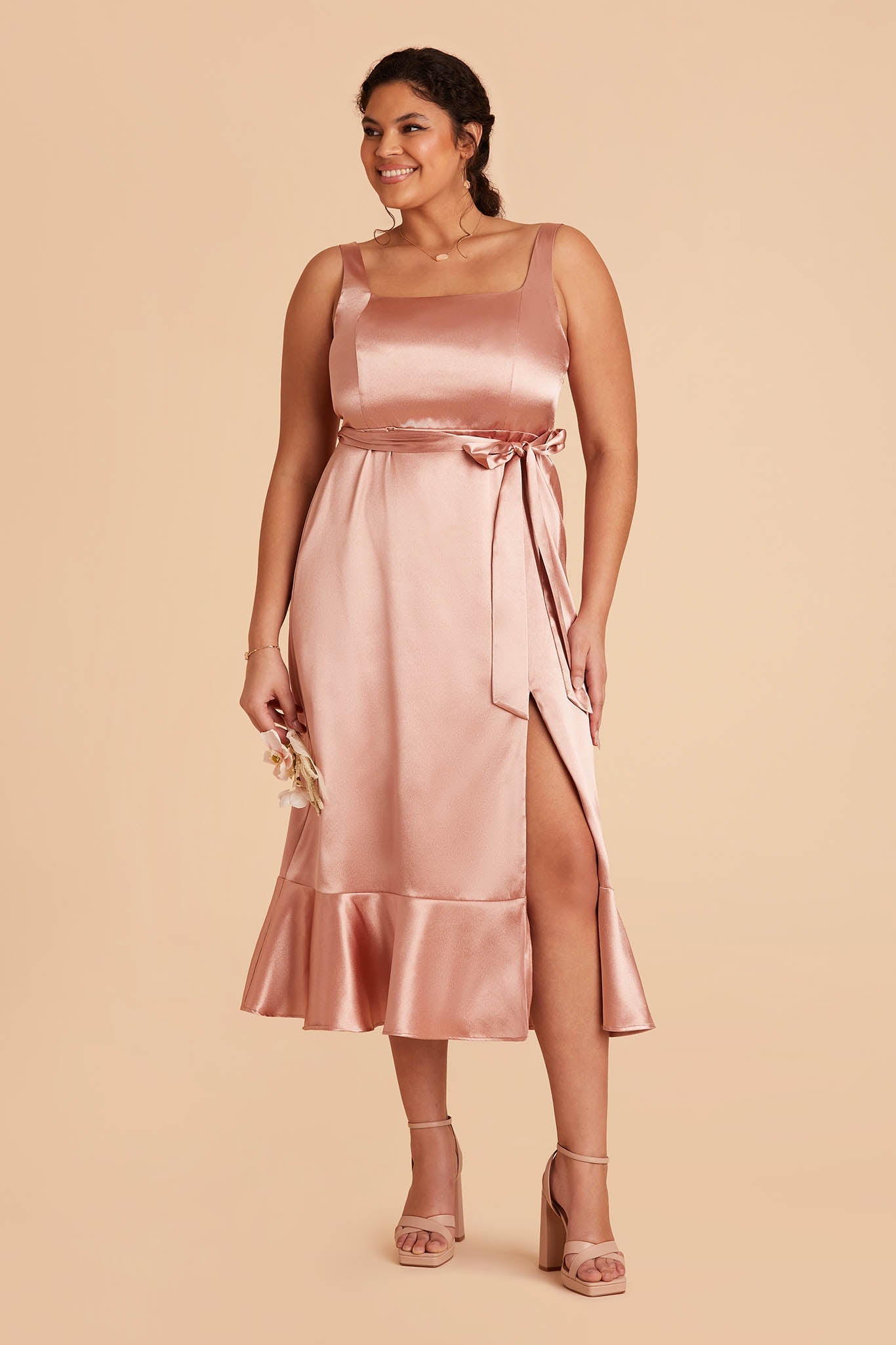 Rose Gold Eugenia Convertible Midi Dress by Birdy Grey