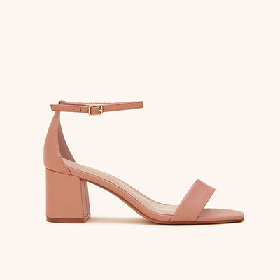 Natalie chunky heel in rose mauve by Birdy Grey, side view