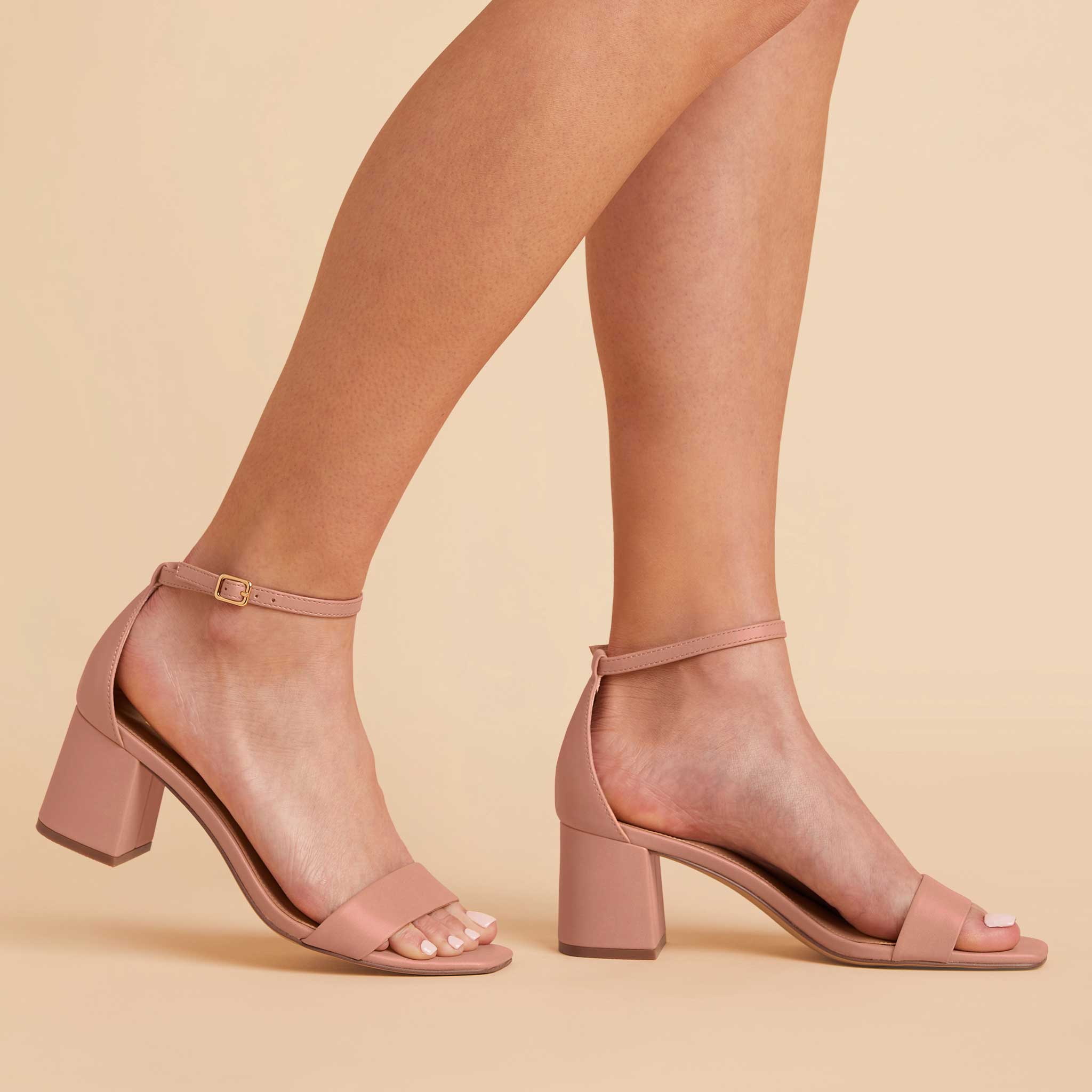 Natalie chunky heel in rose mauve by Birdy Grey, side view