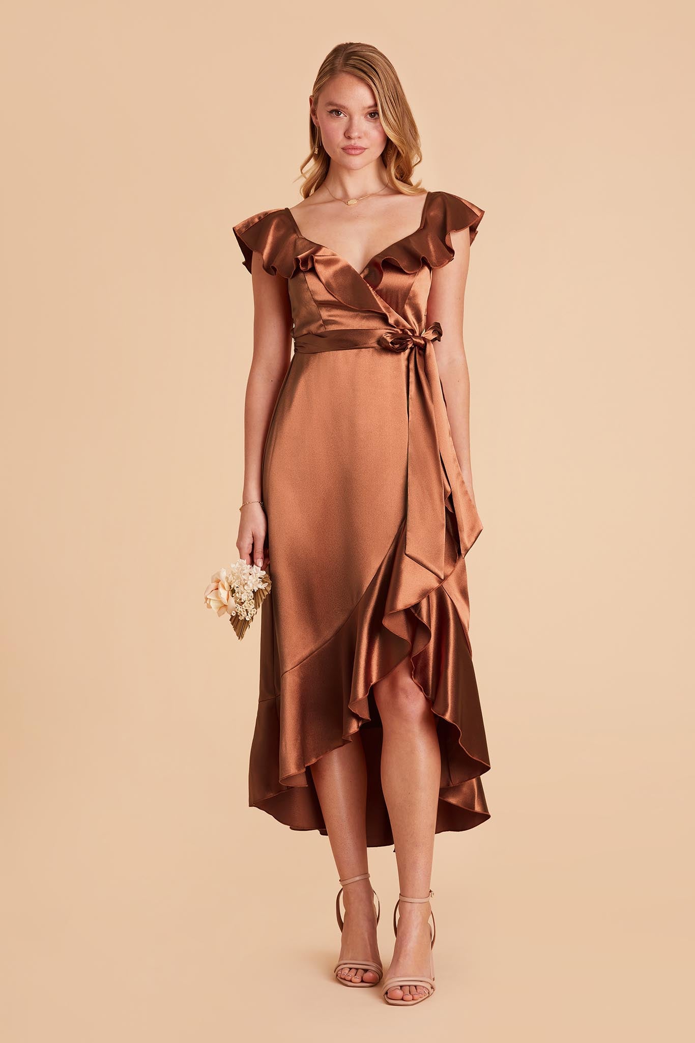 Rust James Satin Midi Dress by Birdy Grey