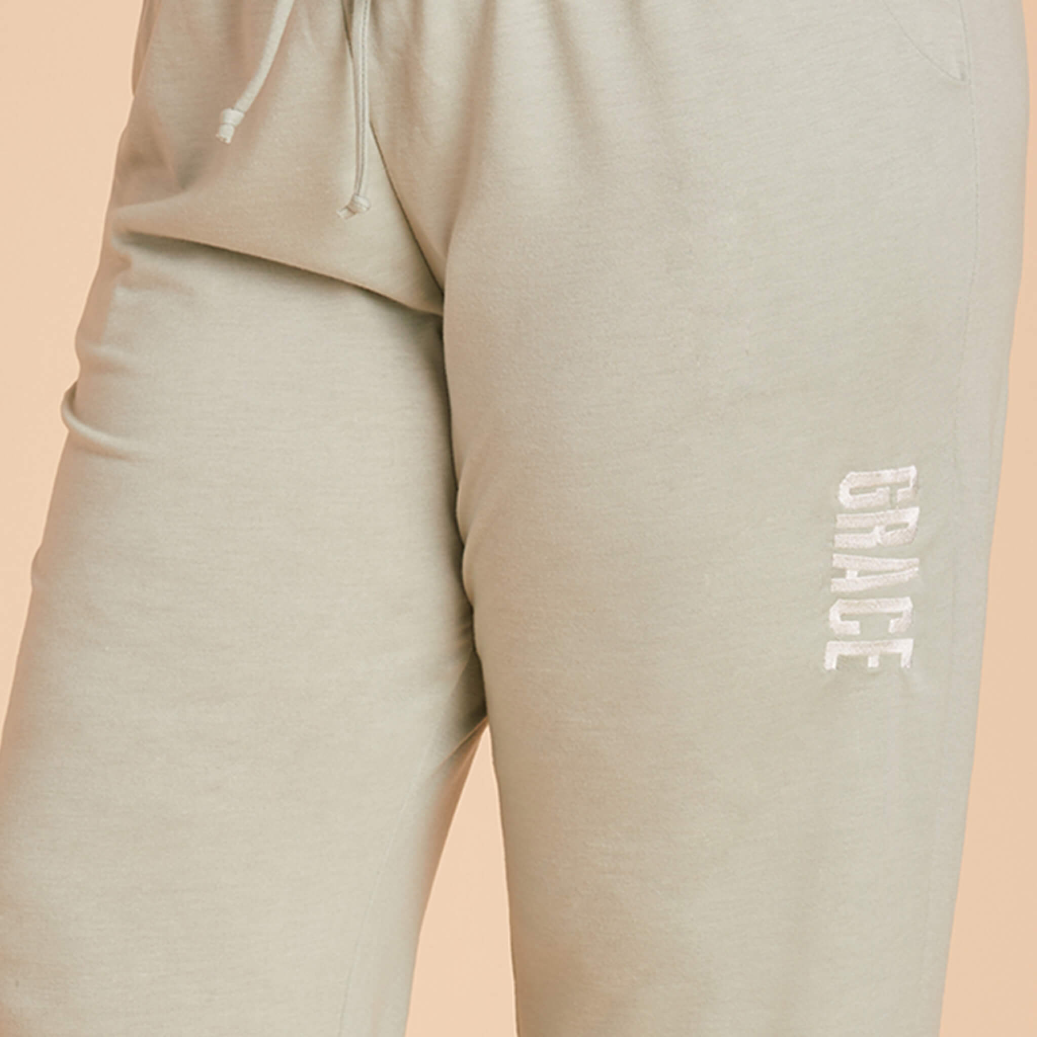 Plus Size sweatpants in Sage Light Green with personalization