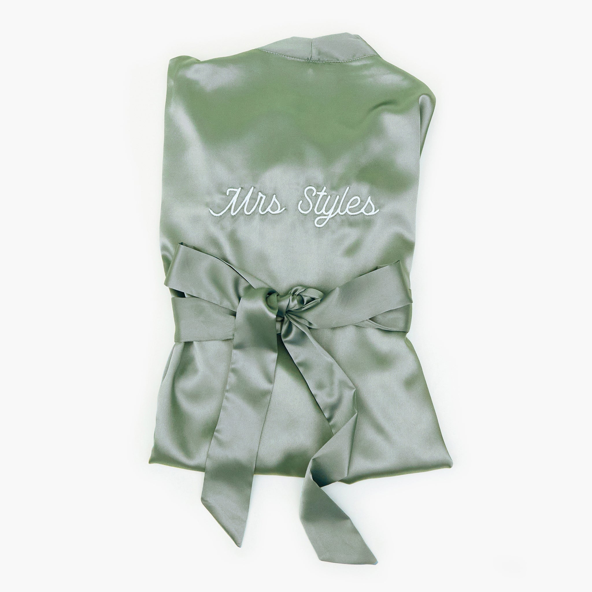 Sea Glass Claudine satin lace robes, flatlay