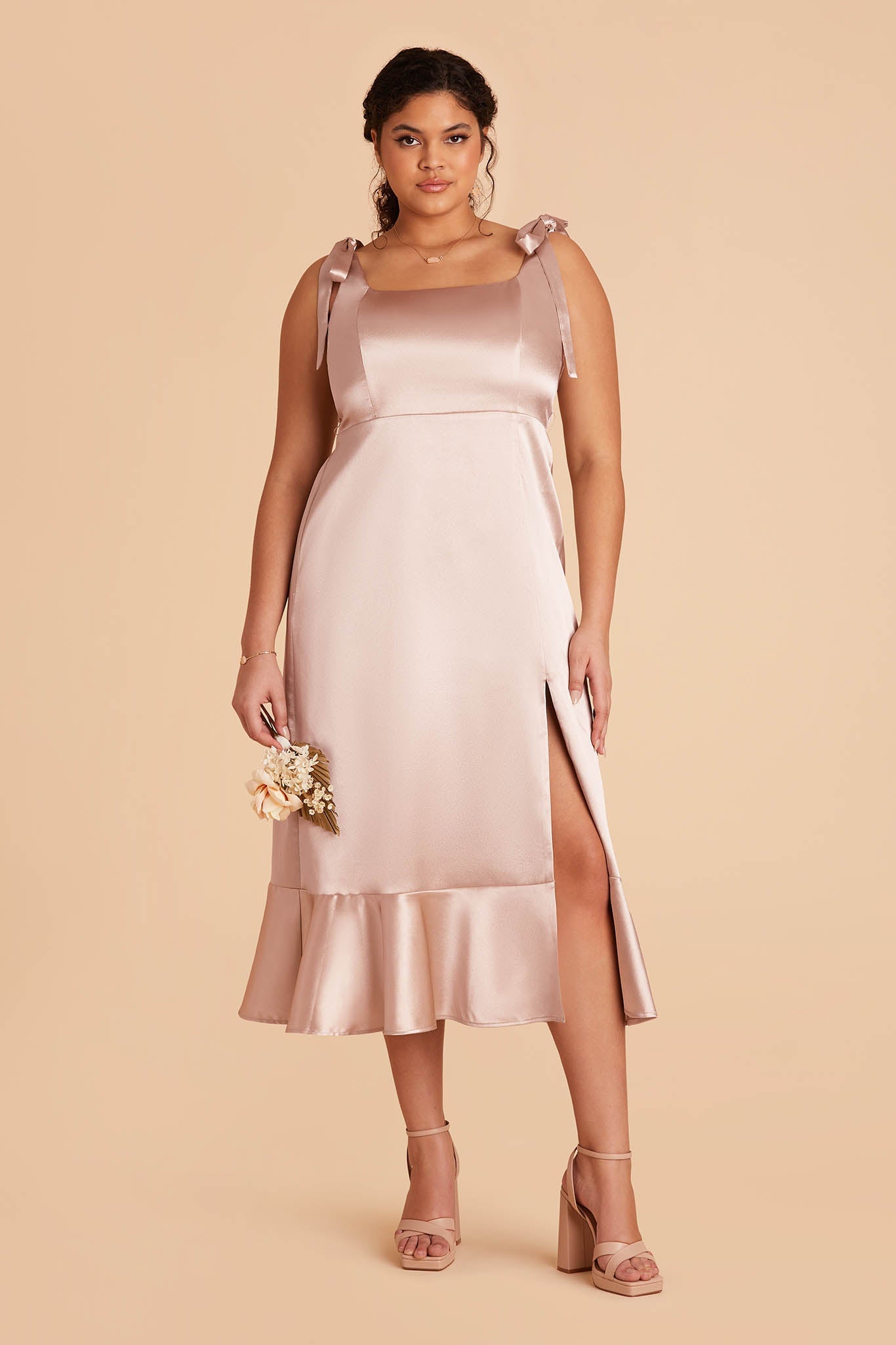 Taupe Eugenia Convertible Midi Dress by Birdy Grey